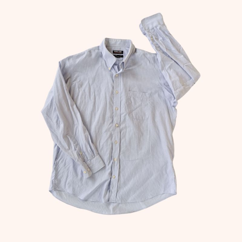 kirkland signature traditional plaid polo button-down longsleeves shirt ...