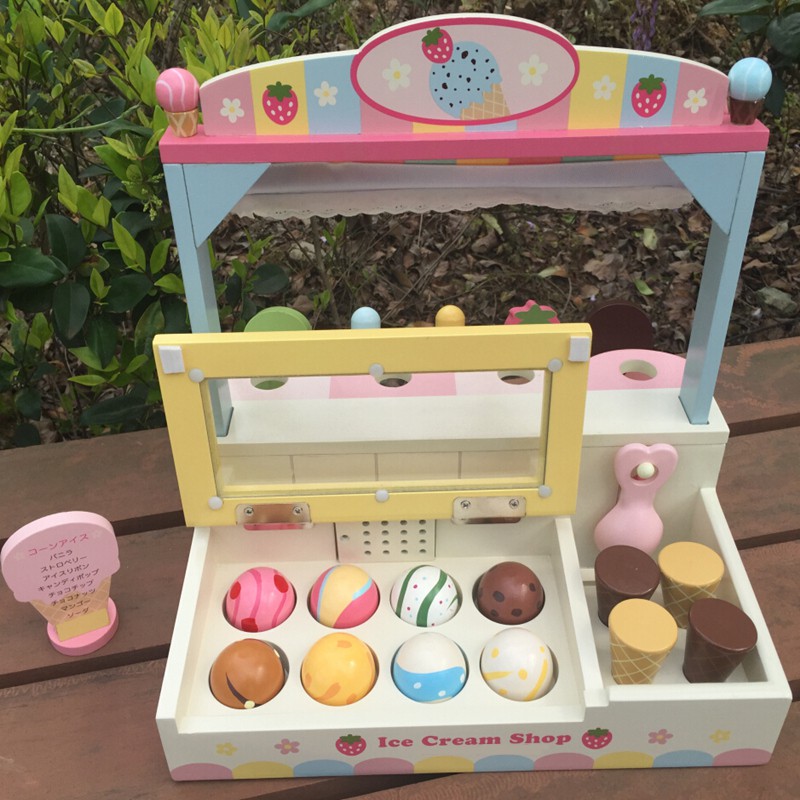 Pretend PlayChildren's Ice Cream Shop Toy Wooden Simulation Ice Cream Ice Cream Combination Set