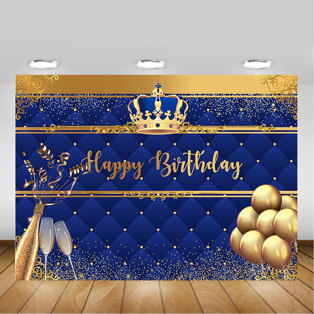 Royal Blue Prince Happy Birthday Backdrop Gold Glitter Balloons Newborn  Baby Birthday Background Cha | Shopee Philippines