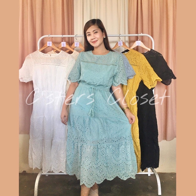 Maxi Eyelet Dress with Tassel (2565) Shopee Philippines
