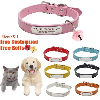 Free Customized Pet Collar Dog Collar Cat Collar Dog Necklace Pet Leather Collar Dog Tag Name ID Tag Cat Tag