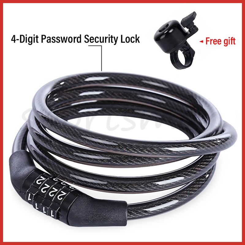 Universal Bike Lock 4 Digit Code Combination Bicycle Security Lock 1100mm x 650mm MTB AntiTheft