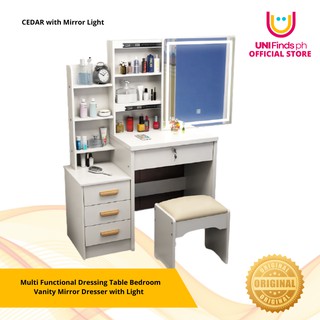 vanity desk with mirror lights