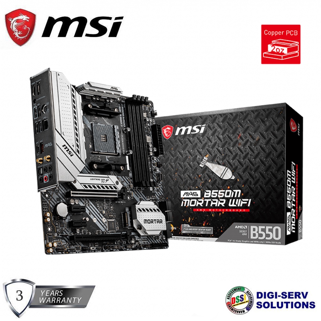Msi mag b550m mortar wifi gaming motherboard w extended heatsink