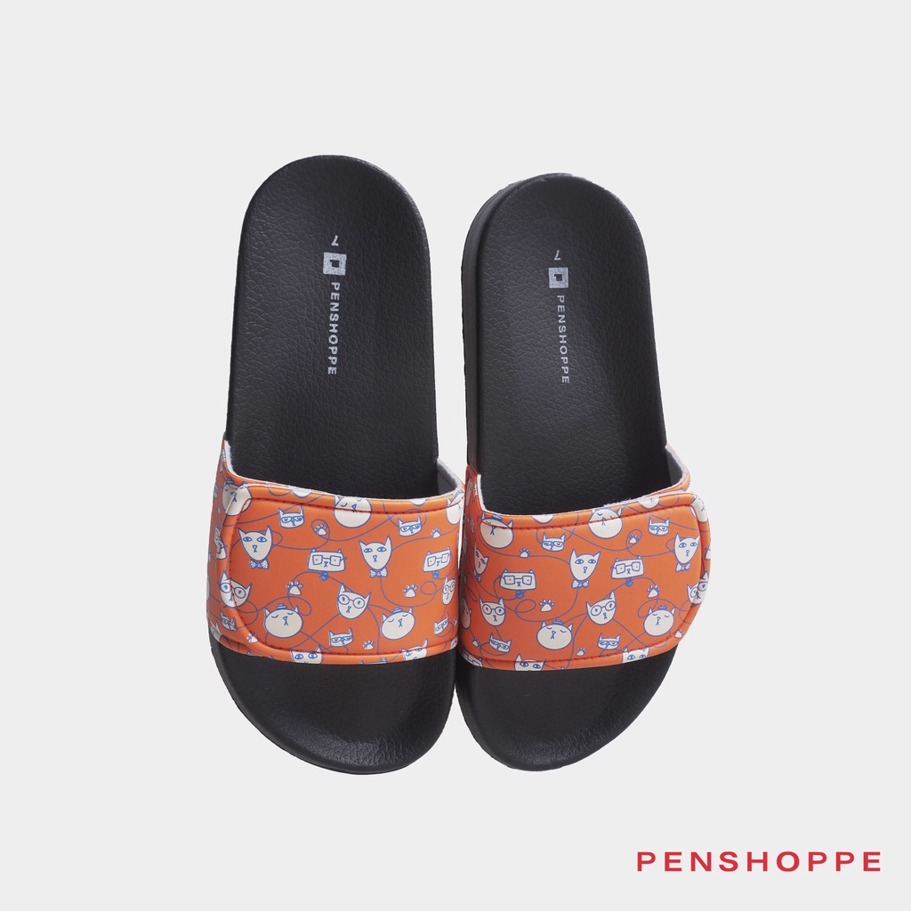 Penshoppe Printed Velcro Sliders Slippers For Women Black Shopee Philippines 9649