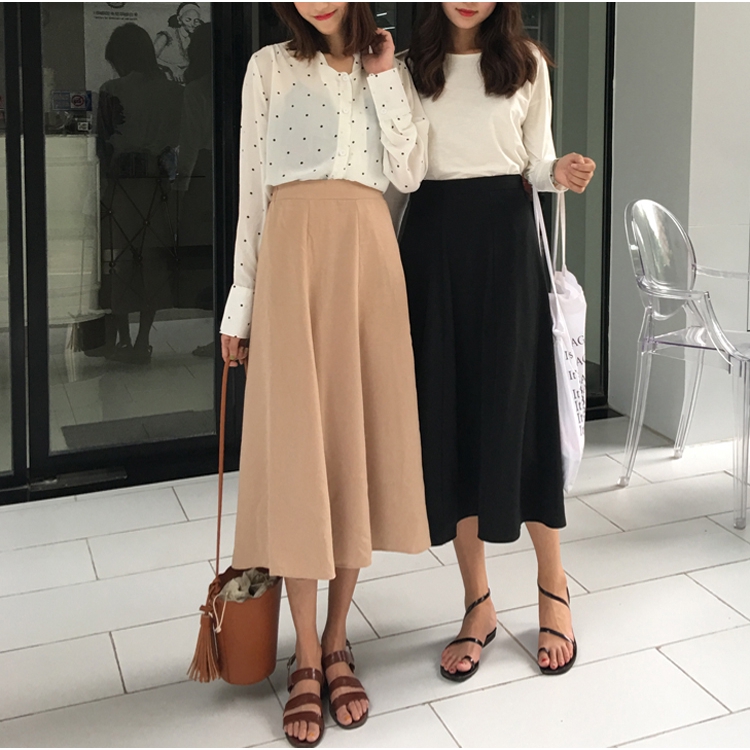 high waisted a line maxi skirt