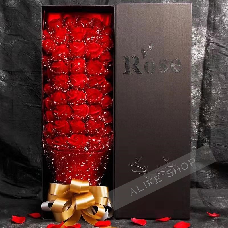 Roses with ribbon 18 artificial rose flowers gift box, Valentine's Day