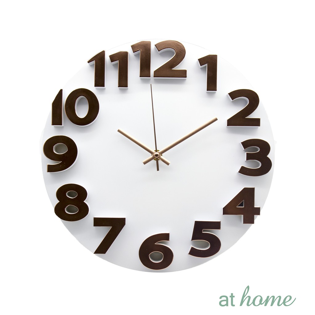 At Home Shiny Silent Wall Clock Round Embossed 3d Shiny Numbers Easy Read Analog For Home