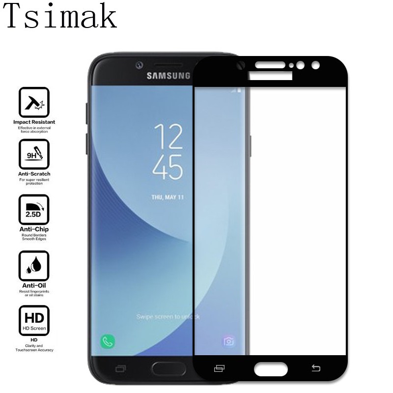 Full Cover Tempered Glass Samsung Galaxy J3 J5 J7 Pro 2017 J330 J530 ...