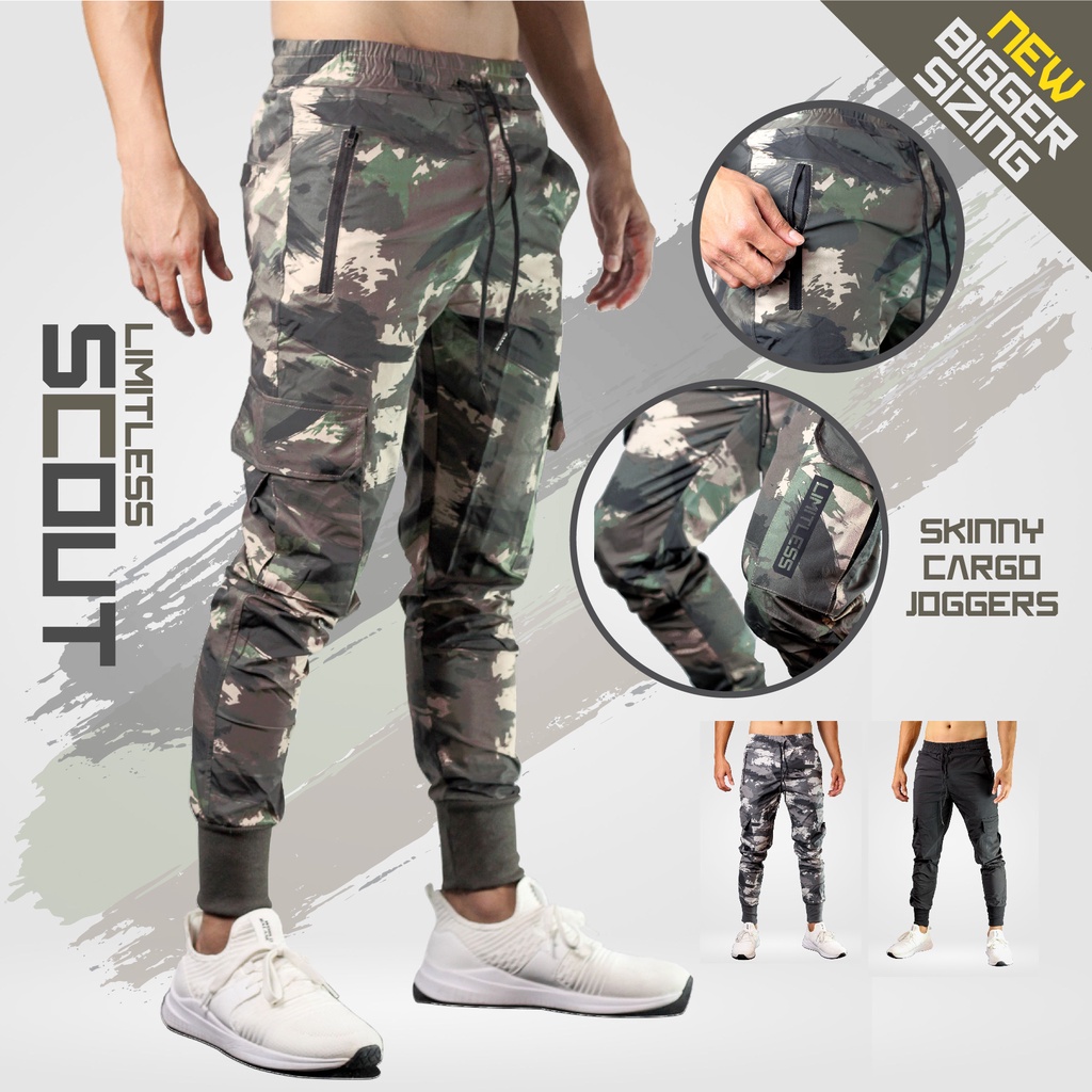 【LIMITLESS】SCOUT K-Style Fashion Skinny Cargo Jogger Pants Korean Inspired Tapered Camo Trousers #1