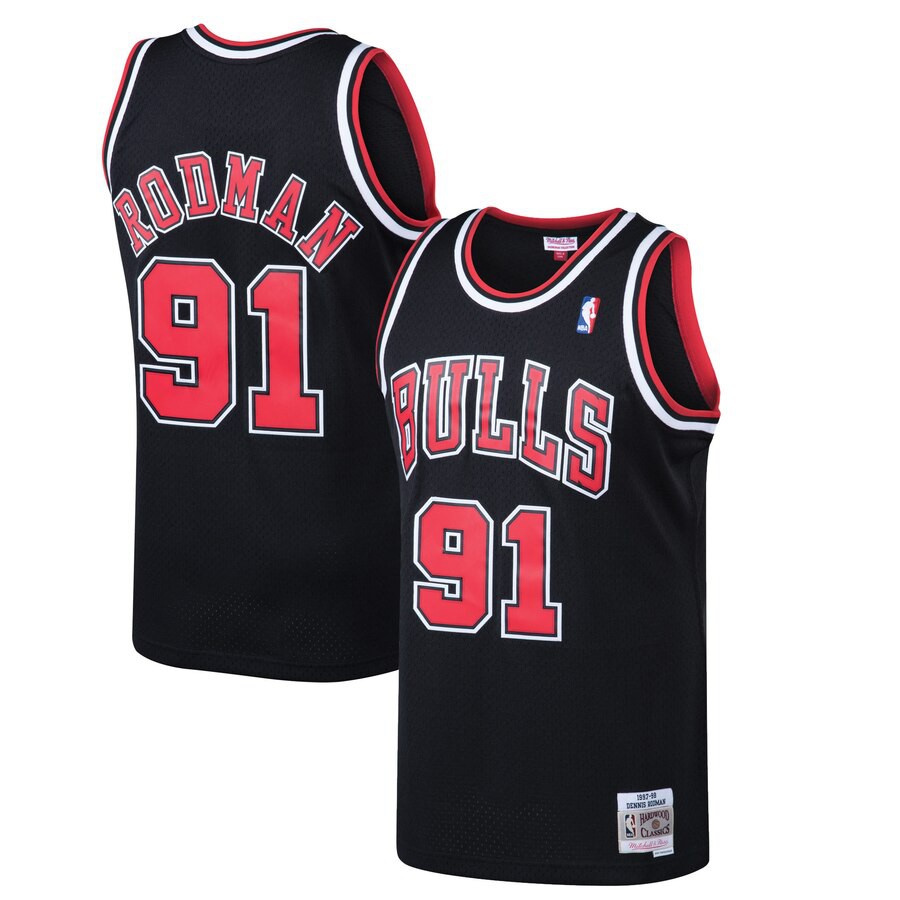 Men Chicago Bulls 91 Dennis Rodman 