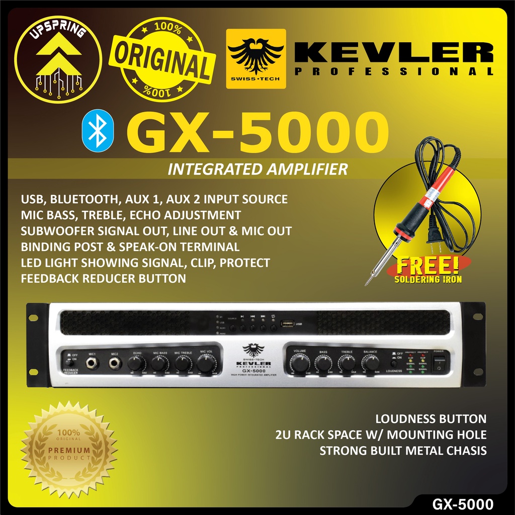 Kevler Gx 5000 High Power Karaoke Amplifier 1000w X 2 Max W Usb Bluetooth W Free Soldering Iron Only 9 500