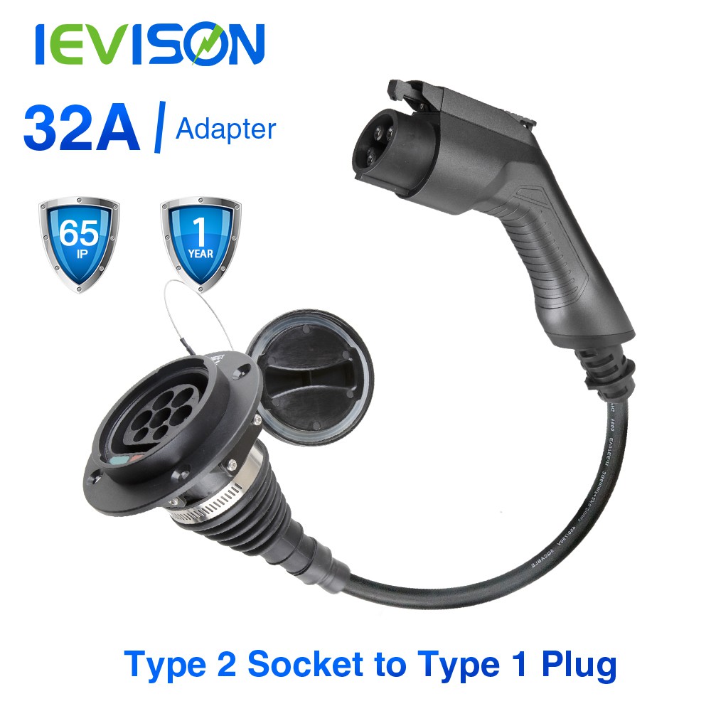 EV Charger Electric Car Adapter EVSE Charging Cable Type2 Inlet to Type1 Plug Flexible 32A 1