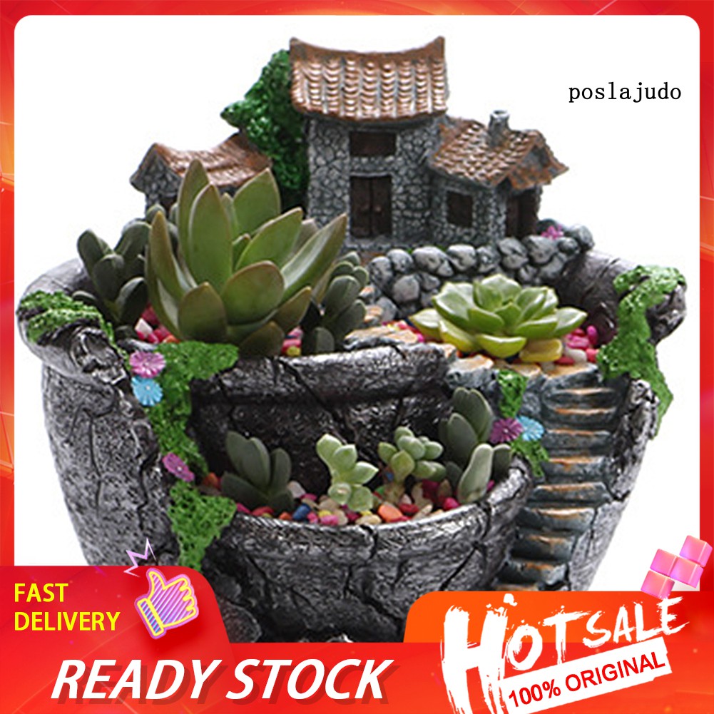 Resin Succulent Plant Bonsai  Flower Pot  Garden Planter 