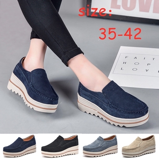 Fashion Sneakers Women Shoes Wedges Shoes Heel Increase Platform Casual Leather Shoes Loafers Women