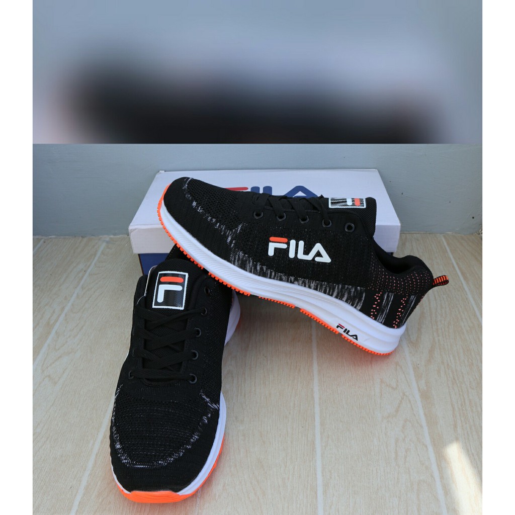 fila black and orange shoes
