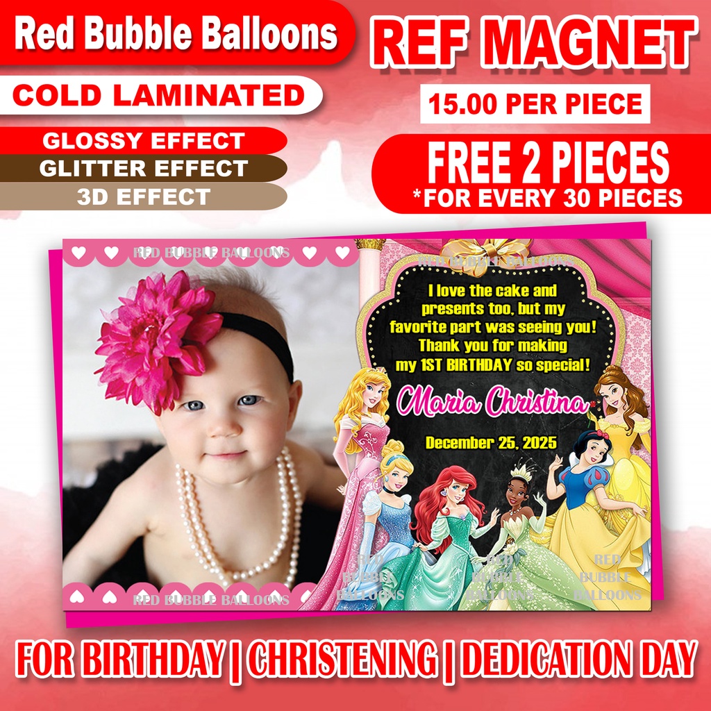 Disney Princess Birthday Christening Baptism Dedication Customized