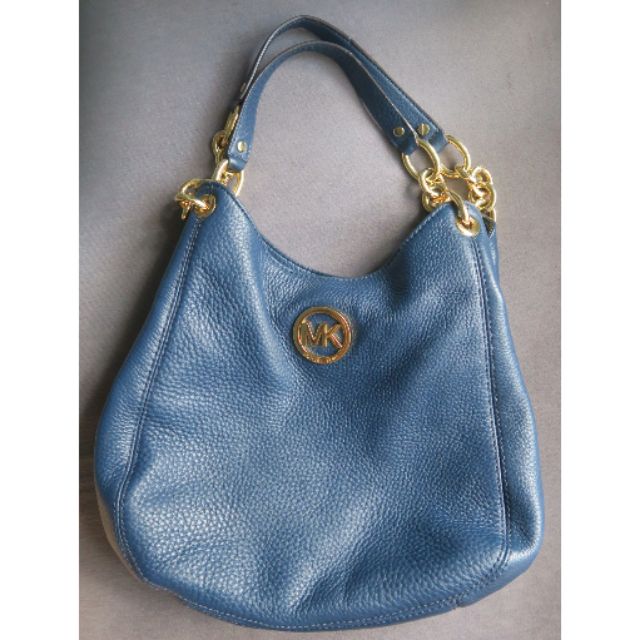 AUTHENTIC Preloved Michael Kors Navy Blue Leather Handbag | Shopee Philippines