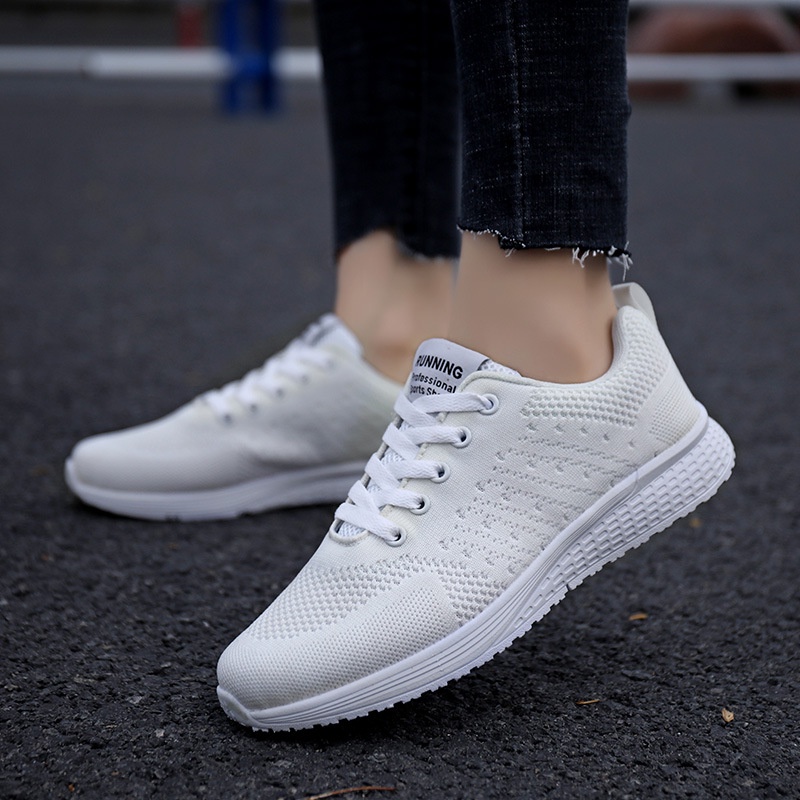 Fashion Korean Rubber Shoes for Women White Sneakers Low Cut Running