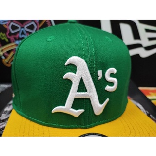 Topi Snapback hat cap MLB Men's Oakland Athletics New Era Hijau kuning kedah Home Authentic Collection