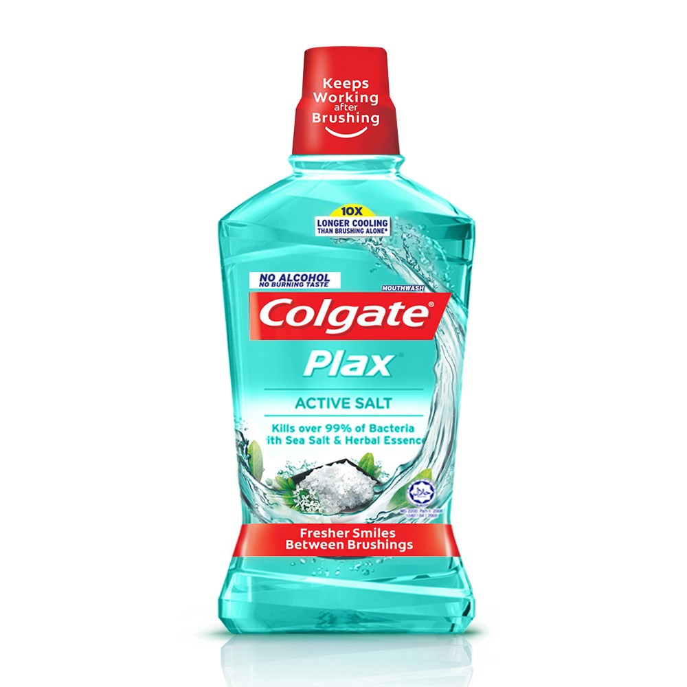 Colgate Plax Antibacterial Mouthwash Active Salt Mild Flavor 500mL ...