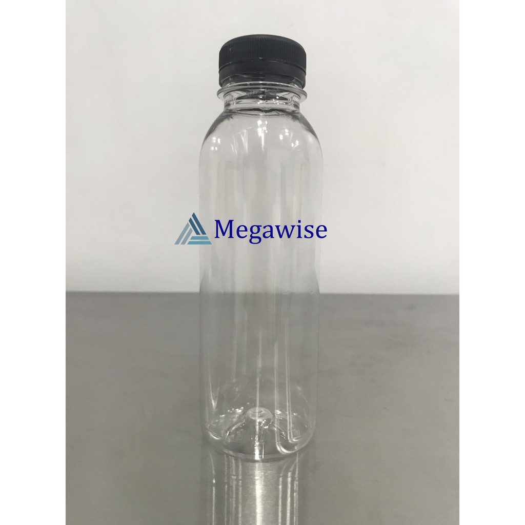 350ml Round PET Bottle with 38mm Black Cap (Food Grade)