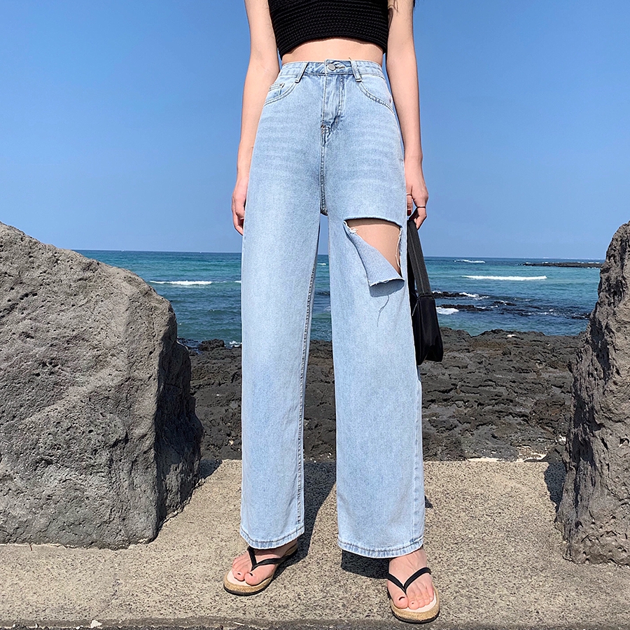 gold ripped jeans
