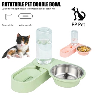 Pet Stainless Steel Double Bowl Rotatable Corner Folding Dog Bowl Pet Automatic Water Storage Feed