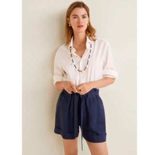 navy paper bag shorts