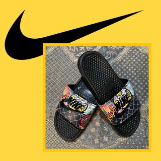 nike benassi slides gold swoosh