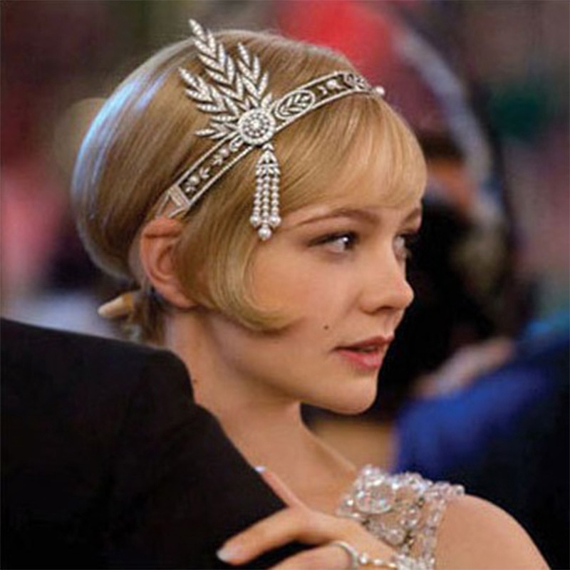 Women 1920s Vintage Bridal Headpiece Costume Flapper Great Gatsby