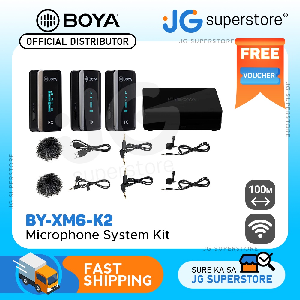 Boya BY-XM6-K2 Ultra-Compact 2.4GHz Dual Channel Lavalier Wireless ...