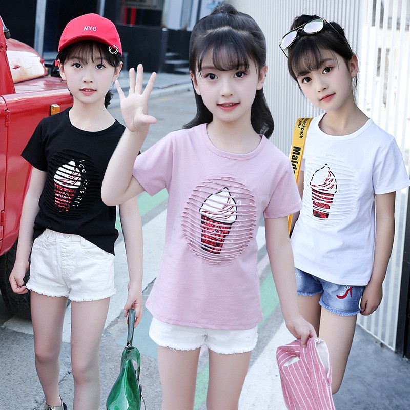 New Fashion Kids Girls Short Sleeve Cotton T Shirt Korean Cute Printed Tee Shirt Children Tops Summer Baby Girls Cute Clothing For Kids 6 14 Years Shopee Philippines
