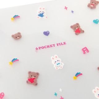 Artbox From Korea Rabbit And Bear 6 Pocket File Holder #2