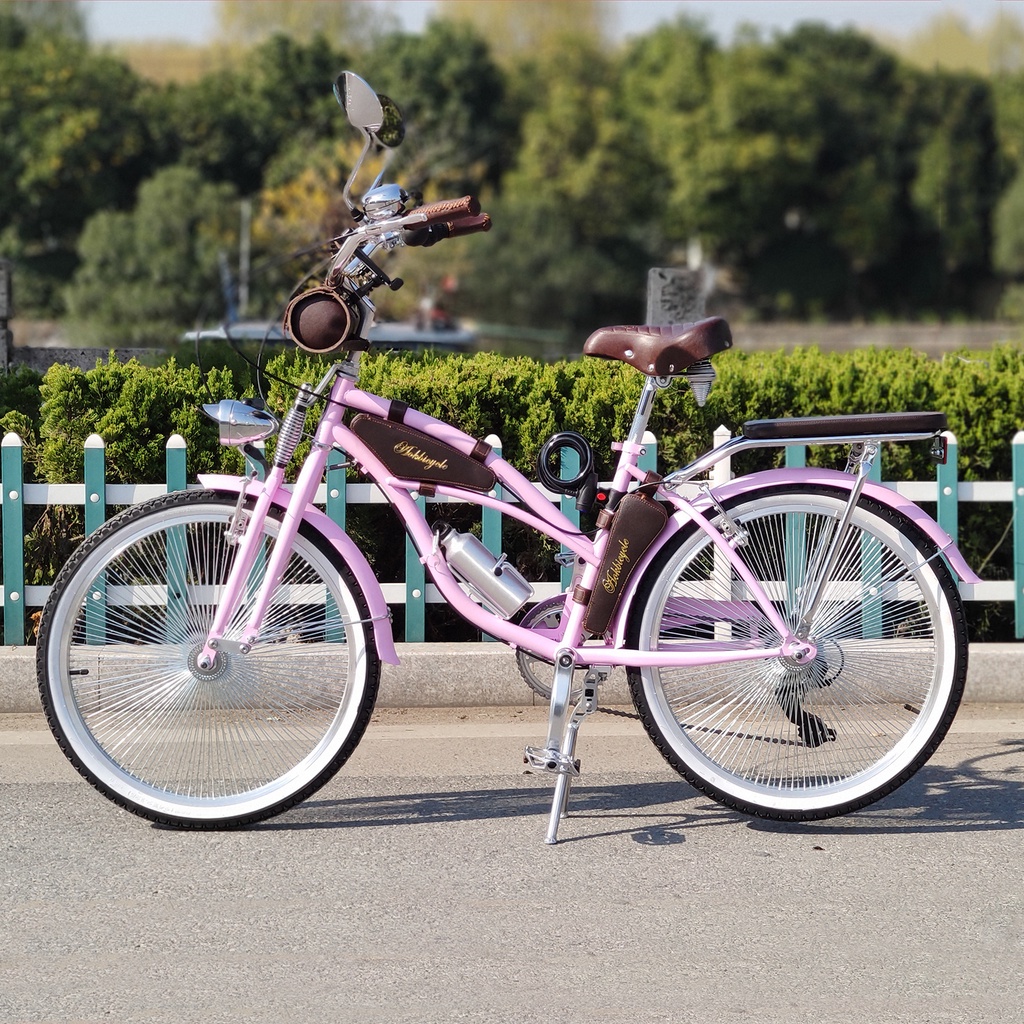 AOKBIKE Patent Cruiser Bike Woman Vehicle Adorable Pink Bicycle School
