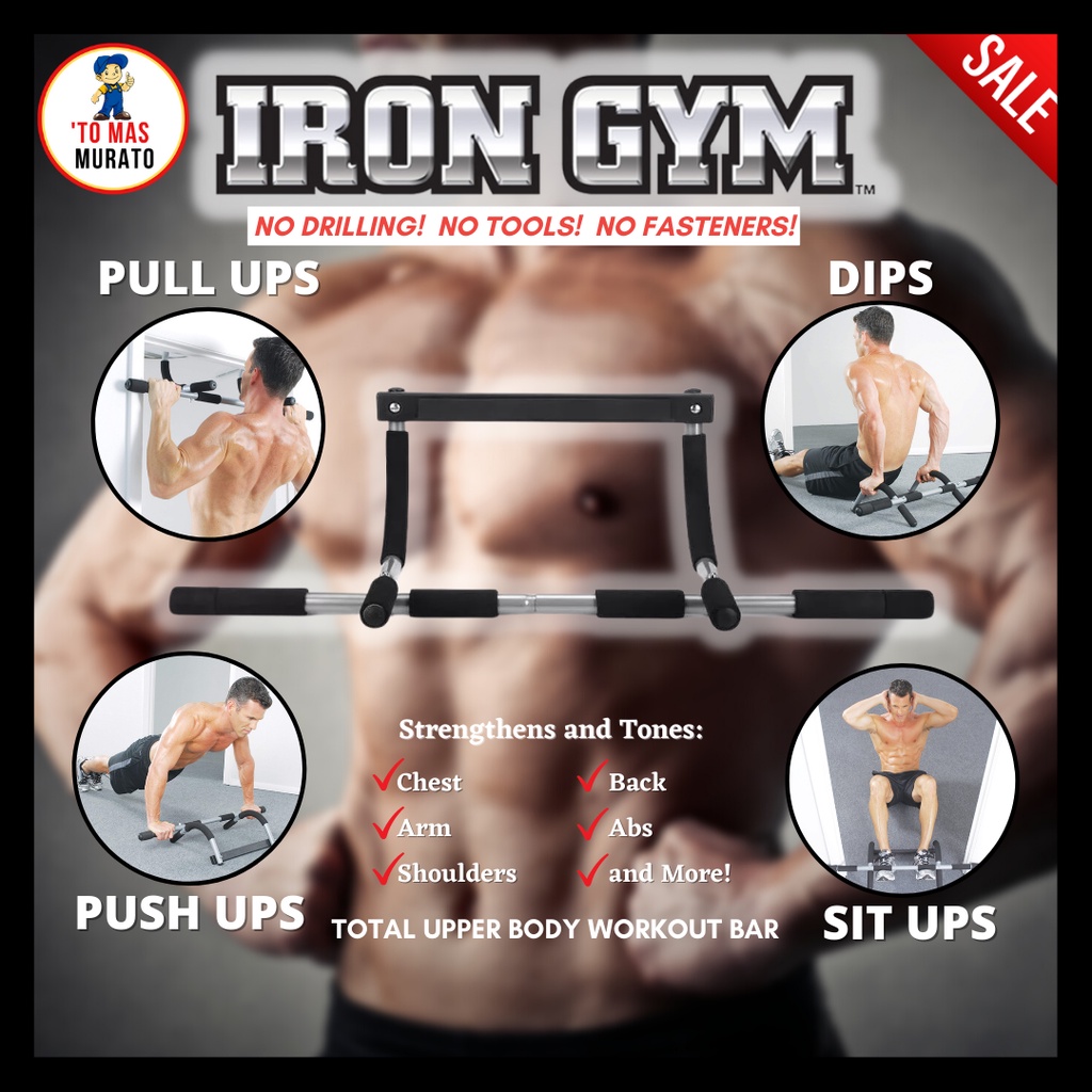 Iron Gym Workout Bar + FREE GIFT Home Gym Iron Pull up Bar Total