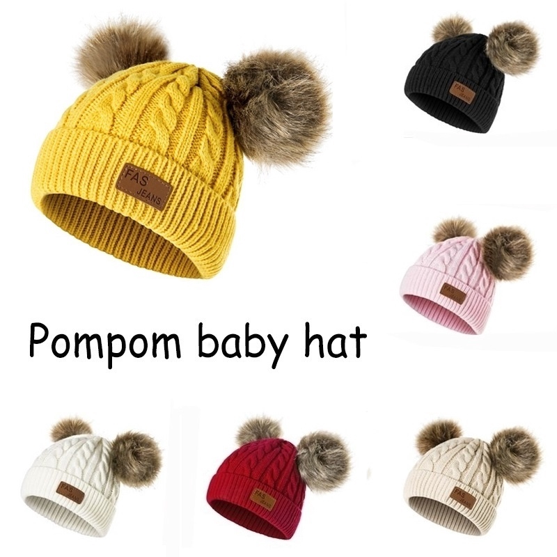 baby beanies with pom poms