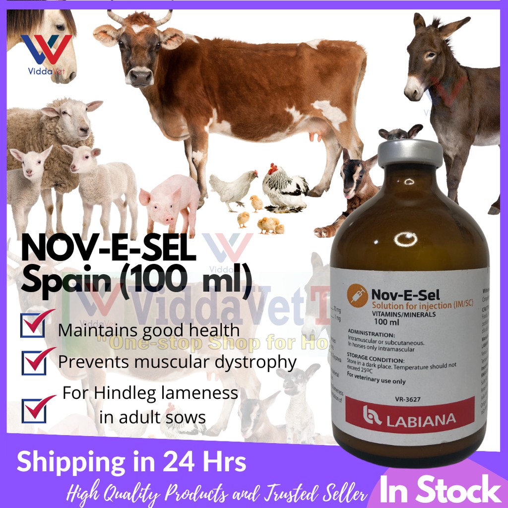 Nov E Sel Imported Inj. Vitamin E + Selenium 100 ml Spain for animals pets  livestock | Shopee Philippines