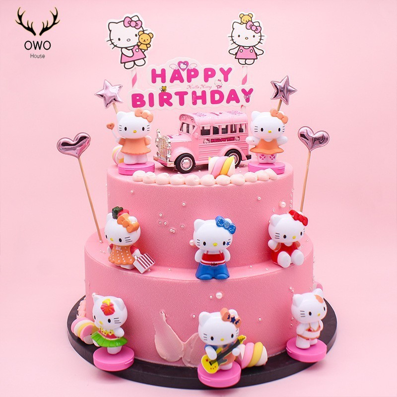 ▽﹍6pc/set Hello Kitty Theme Cake Decorations Cartoon Cat Topper Kids  Birthday Party Supplies Girl | Shopee Philippines