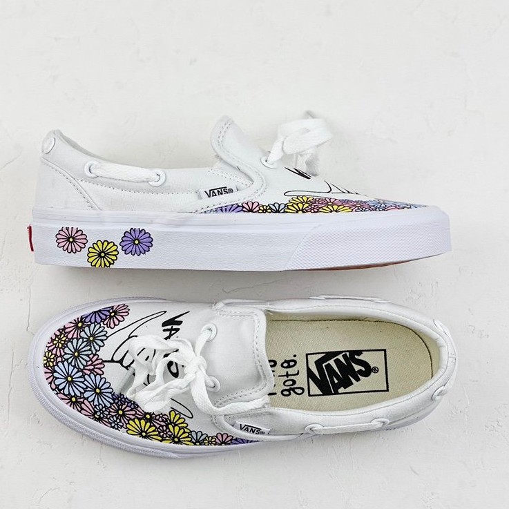 slip on vans with flowers