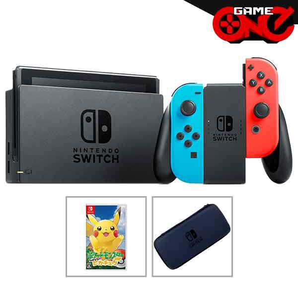 Nintendo Switch Neon Joy Con With Pokemon Lets Go Pikachu Game Bundle