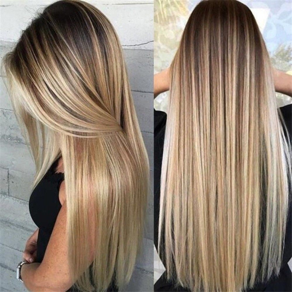 Fashion Women S Long Curly Wigs Brown Gold Blonde Wavy Hair Ombre