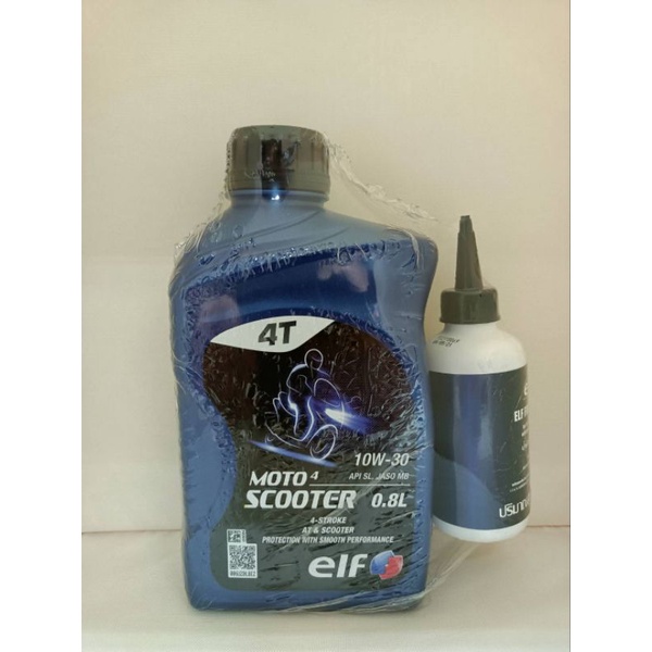 Elf Moto4 Scooter 10w30 4AT Engine Oil 0.8L Size Plus 120 ml Gear Oil