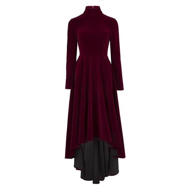 burgundy asymmetrical dress