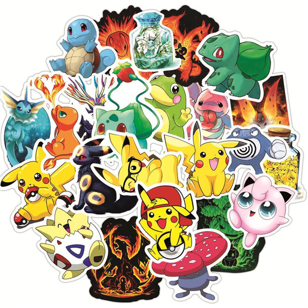 xs141-50pcs Pokemon Pikachu Waterproof Sticker | Shopee Philippines