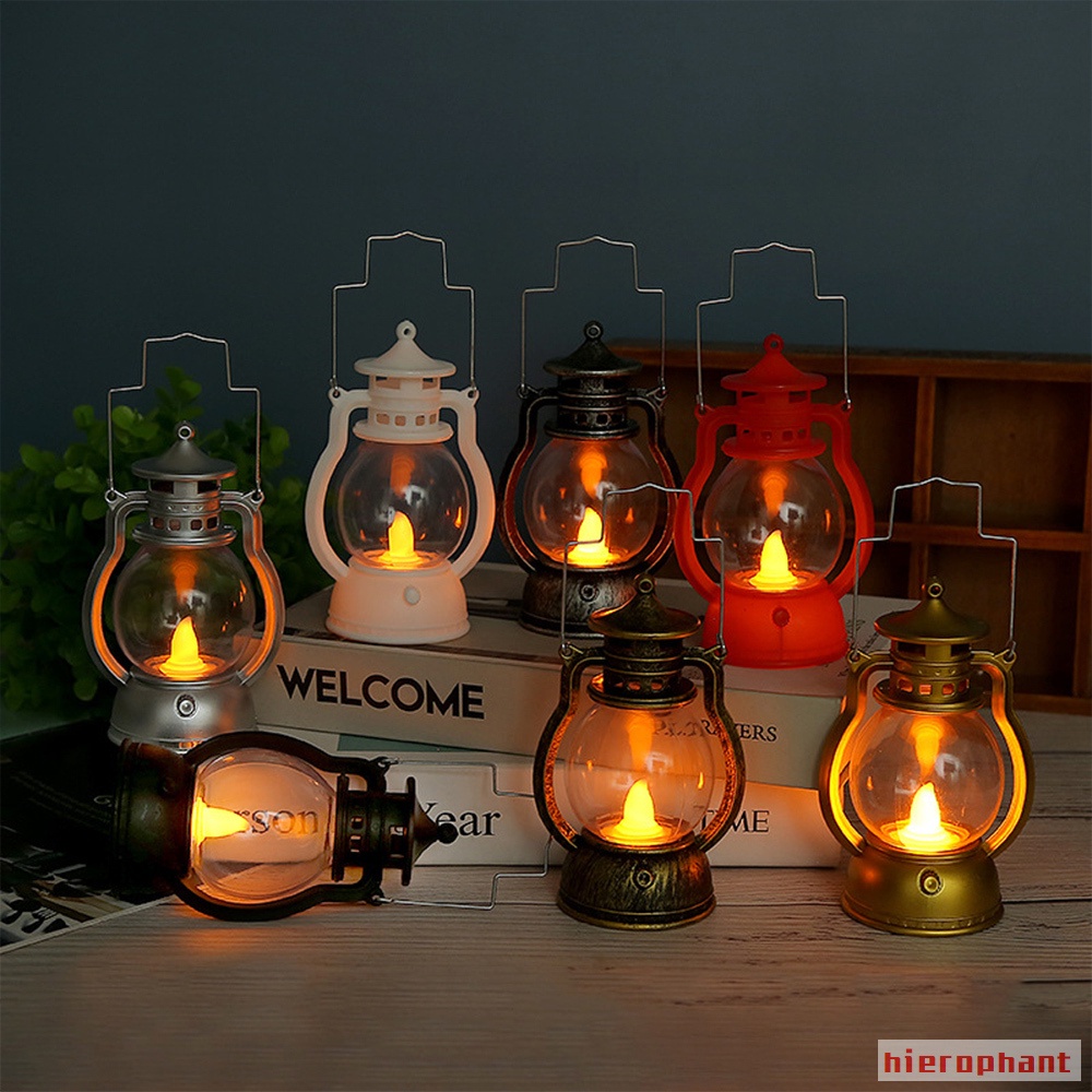 Christmas Mini Kerosene Oil Lamp LED Lights Emergency Hanging Vintage