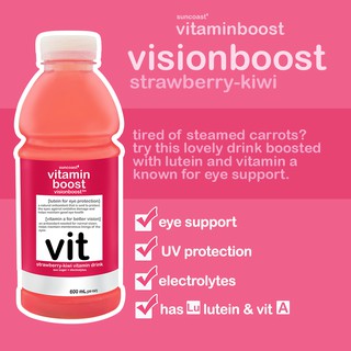 Vitamin Boost 600ml Visionboost Strawberry Kiwi Vitamin Drink (Pack of ...