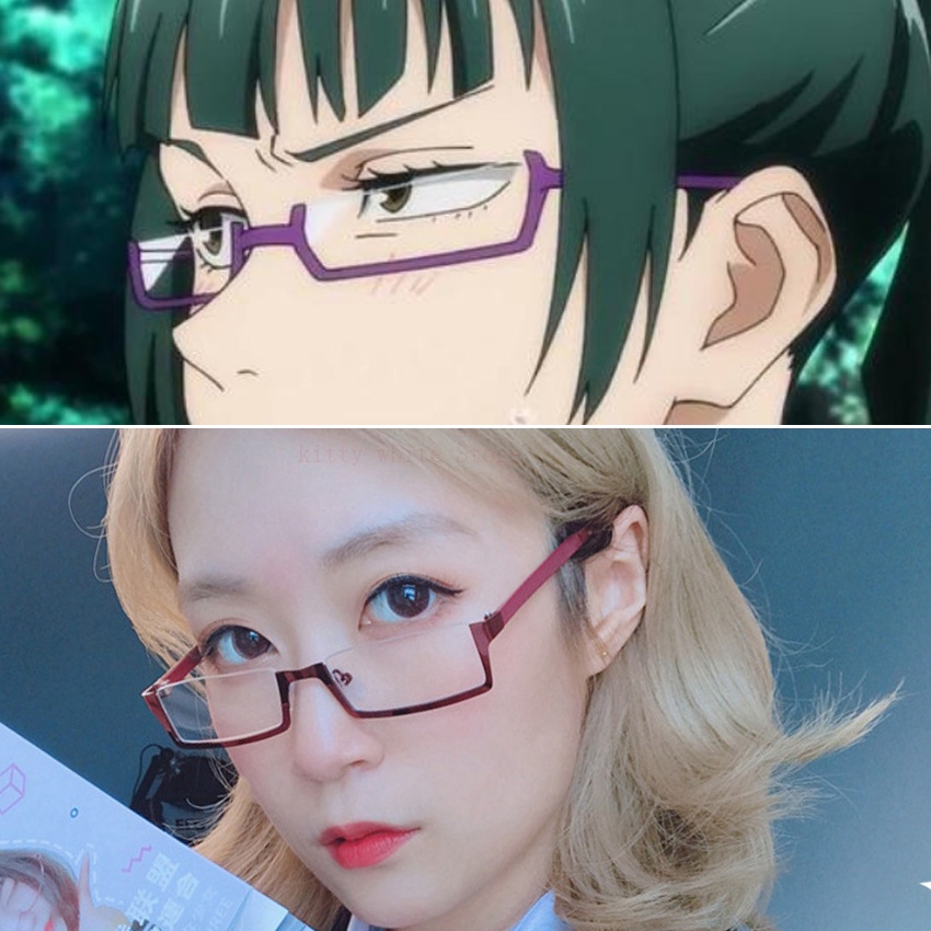Jujutsu Kaisen Maki Zenin Cosplay Glasses Purple Half Frame Eyeglasses