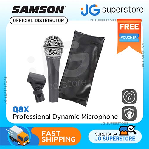 Samson Q8x Professional Dynamic Vocal Microphone Handheld w/ Mic Clip ...