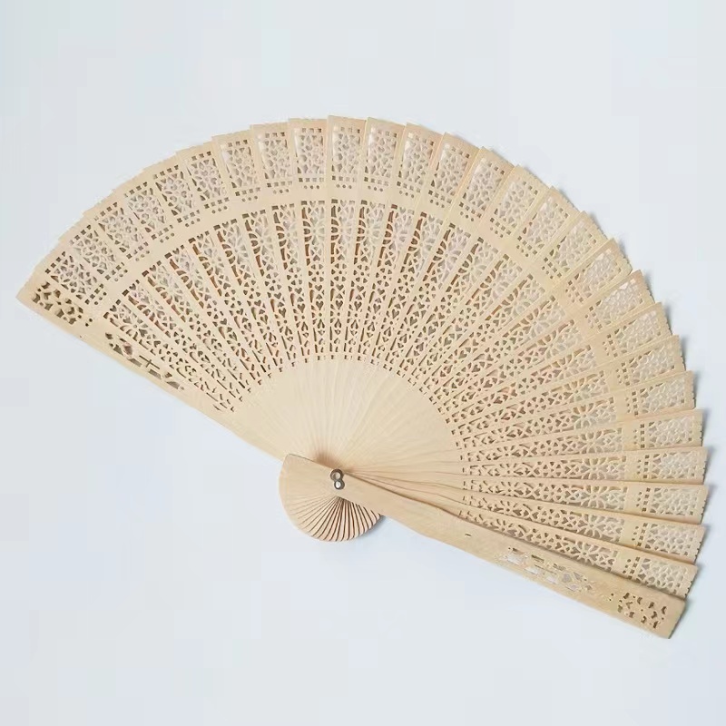 Vintage Folding Bamboo fan Original Wooden Carved Hand Fan for wedding